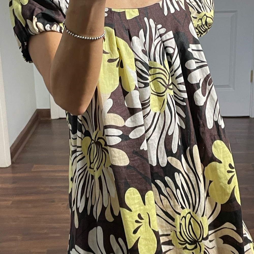 Chelsea & Theodore 100% Linen Floral Cap Sleeves Dress size 8 - Picture 6 of 11